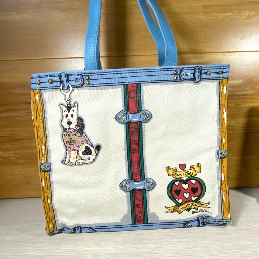 NWT Brighton In Love We Trust Queen of Hearts Print Canvas Shoulder Purse Tote - Picture 2 of 13